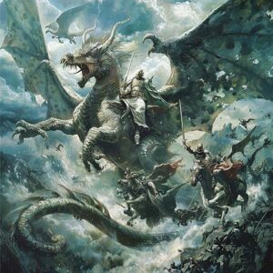 火を吐くドラゴンの神話イメージイラスト｜力と野心を象徴する筋肉系モンスター